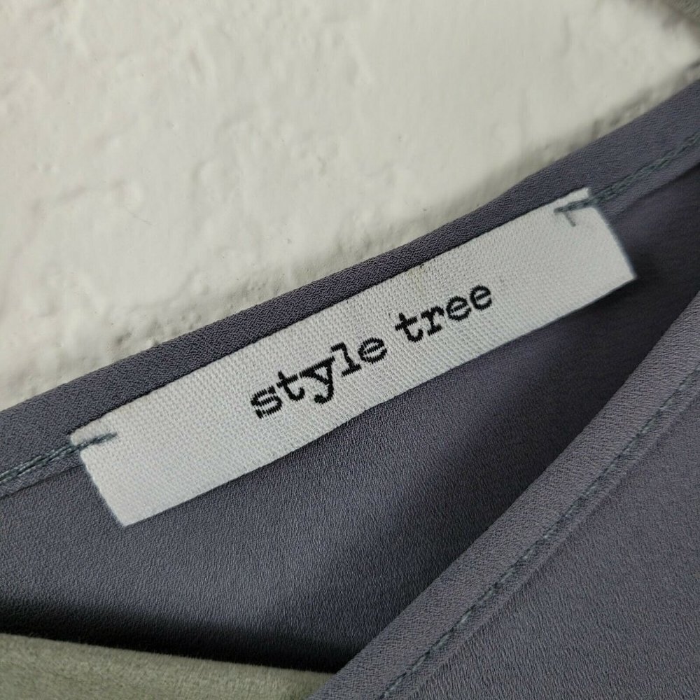 Style Tree Sz Sm Women's Drapey Blouse Gray Vintage Y2K Business Casual EUC - Picture 7 of 11